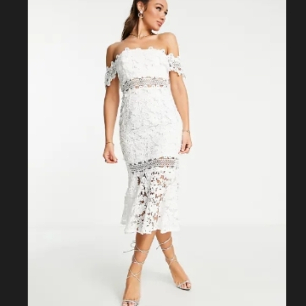 ASOS White Strapless Lace Dress